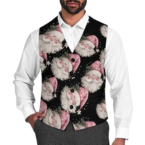 Christmas-Santa Men's Suit Vest Slim Fit Business Dress Party Pattern Waistcoat Vest Top