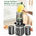 Cold Press Masticating Juicer Machines with Built-in Blades for Slicing Whole Fruits & Vegetables, 4.35" Large Feeding Chute, Quiet & Easy to Clean, 99% High Juice Yield - Image 2