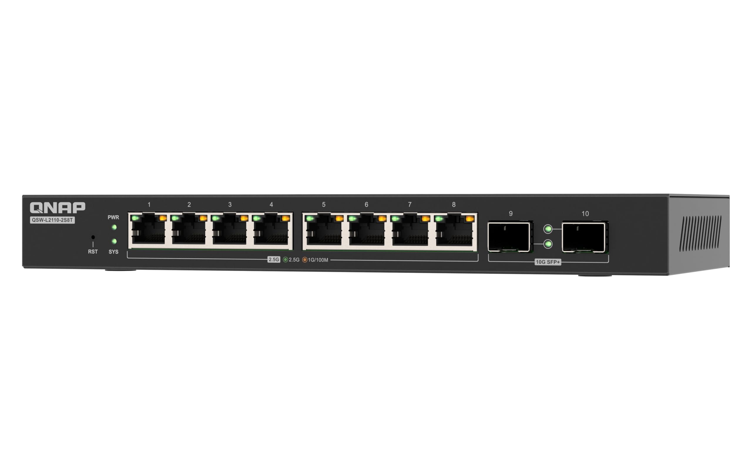 QNAP Przełącznik QSW-L2110-2S8T | 2X 10GbE SFP+, 8X 2.5GbE, Lite Managed, Desktop Switch