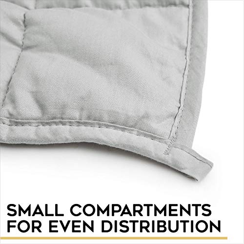 YnM Oeko-Tex Certified Premium 60 x 80 Inch 20 Pound Cotton Calming Heavy Weighted Blanket with Glass Beads for Queen and King Beds, Light Grey