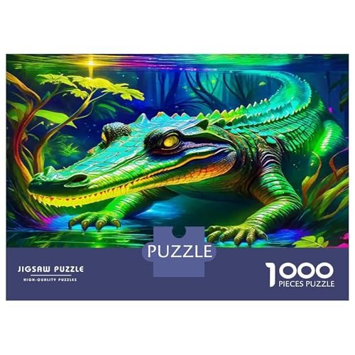Reduce el estrés con este puzzle de caimán tropical de 1000 piezas y escena nocturna 4