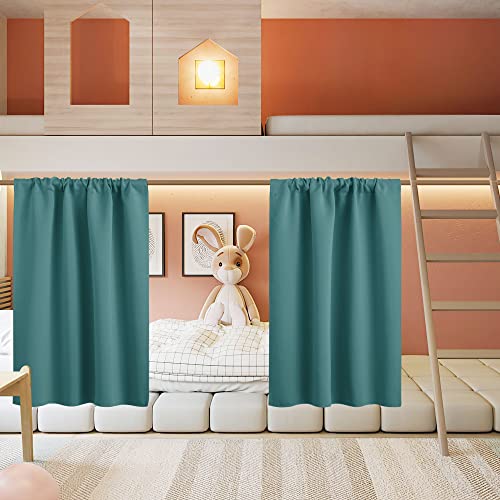 RYB HOME Short Curtains for Living Room Blackout Portable Blinds Shades for Bedroom Bathroom Kitchen Basement Garage RV Camper Windows, 34 inches Width x 36 inches Length, Teal, 2 Pcs