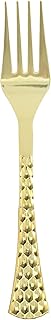 EcoQuality Gold Hammered Disposable Plastic Fork - Heavy Weight Plastic Gold Cutlery, Disposable Utensils, Silverware Great for Wedding, Birthday, Event Planning, Baby Shower, Anniversaries (60 PACK)