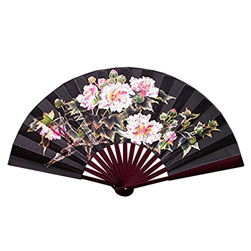 PRAV® 2X(Peony-Bamboo Fan Folding Fan Male Antique Fan Chinese Style Classical fo Z1J3