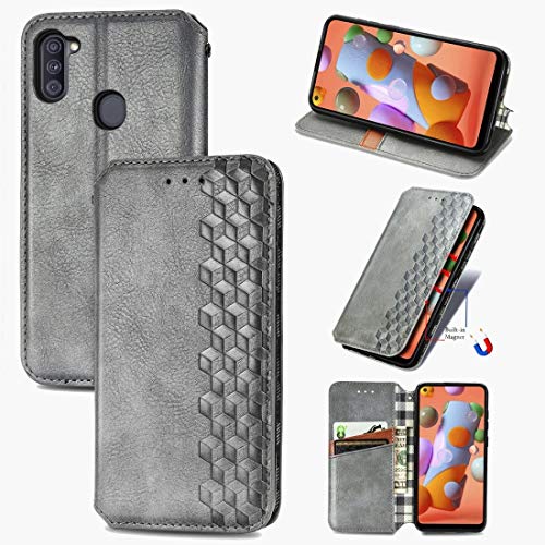 KMLPJP �ɓK�p����ɓK�p����Samsung �T���X���M�����N�V�[A11 / M11�L���[�r�b�N�O���b�h�̃z���_�[���J�[�h�X���b�g�����z�ƍ��E���]���C���U�[�P�[�X�������܂��� (Color : Gray)
