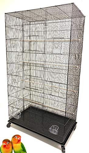 55' X-Large with 3/8-Inch Tight Bar Spacing for Multiple Flight Small Size Bird Aviary Budgie Canary Finches Breeding Home Cage with Removable Rolling Stand