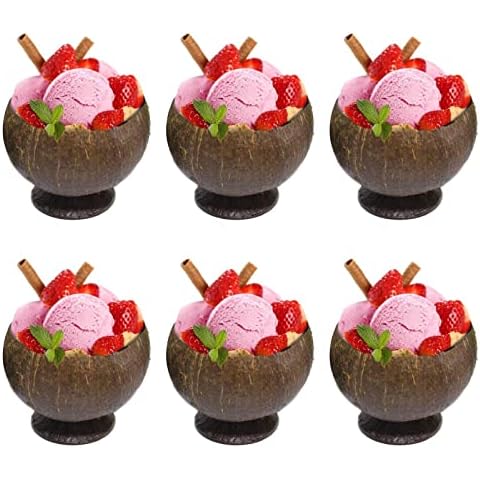 URALFA 6 Pack Natural Coconut Shell Cups Cover