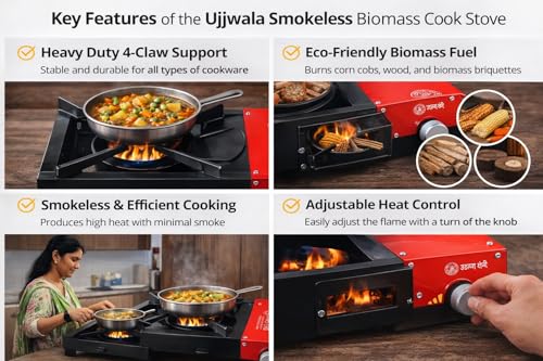 Image of Jumbo Shegadi Smokeless Wood & Coal Stove | Lakud Kolsa Chul for Indoor & Outdoor Cooking | Biomass Stove | Heavy Duty Strong Build