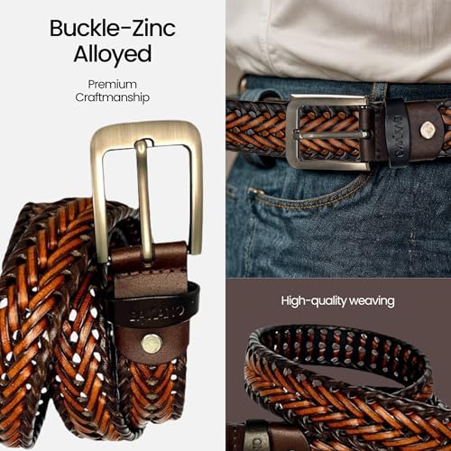 BAKANO Handmade Leather Belt for Men 1 1/2" Adjustable Braided Design for Jeans,Golf, and Business – Great Gift3