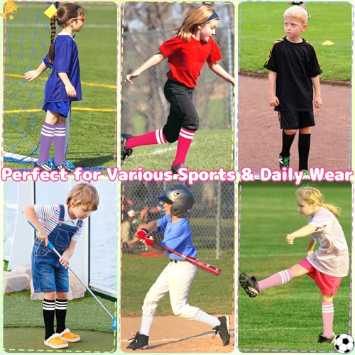 Olreco 5 Pack Toddler Kids Soccer Socks Youth Baseball Socks Youth Boys Girls Knee High Softball Football Accessories Cotton4