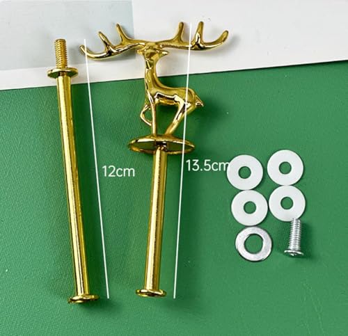 BetterJonny 4 Sets Cake Stand Fittings, 2 to 3 Tier Cake Plate Stand Handle Hardware Holder for Wedding and Party Making Resin Cupcake Dessert Platter Stand, Golden Silver Reindeer - Image 4