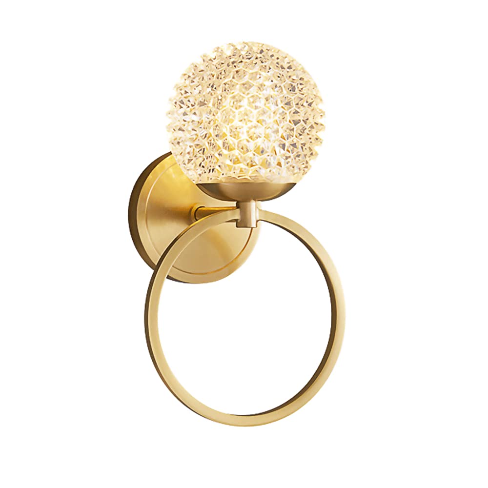 HXYSXHJUO Ring Brass Wall Light With - Honeycomb Glass Ball Shade Lamp, G9 Socket Decorative Lighting Fixture, Simple Sconces Compatible Bedroom, Hal