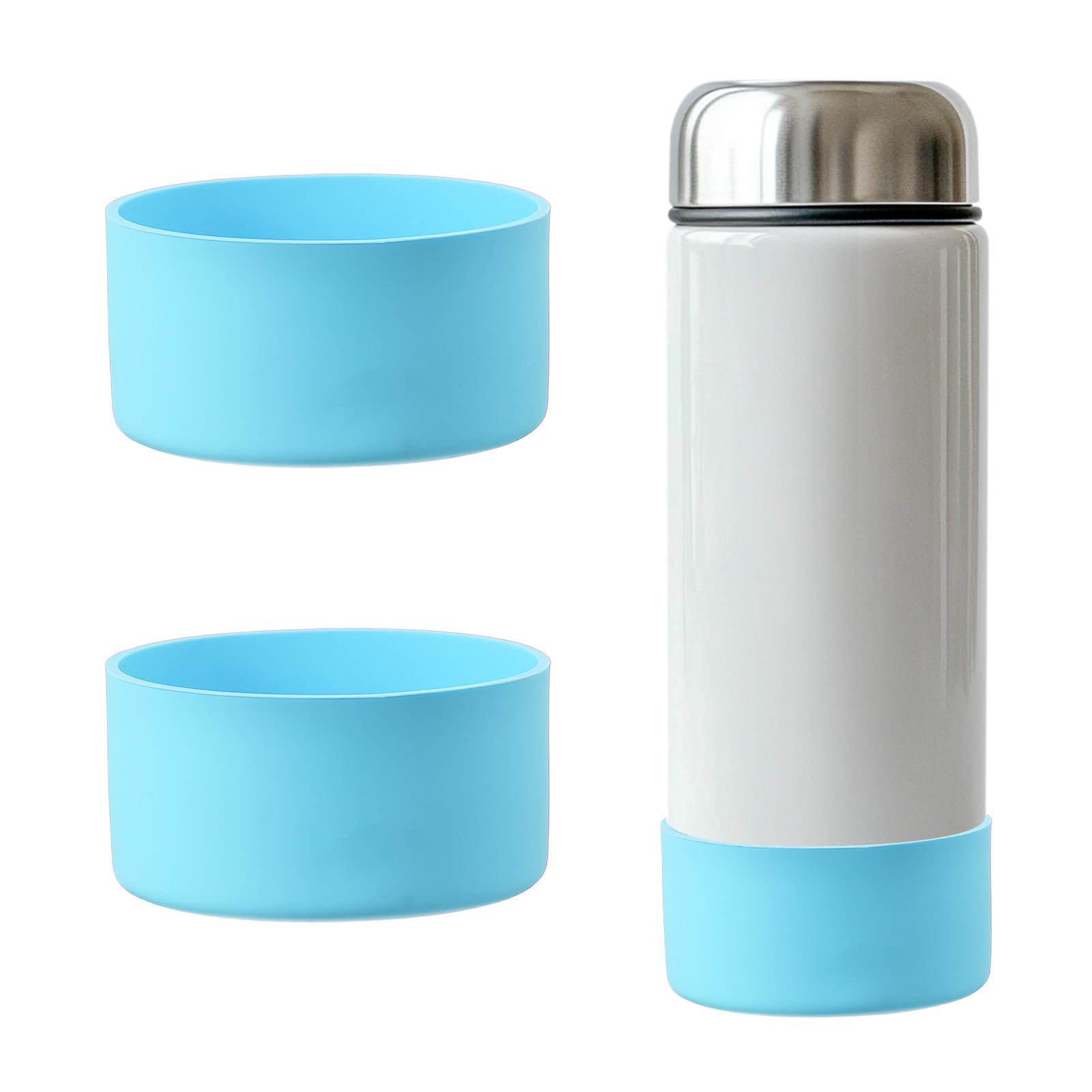 YELARXI Tumbler Boot Silicone Anti-Slip Protective Sleeve Bottom Water Bottle Accessories, 4 Inch Diameter Fit for Stainless Steel Sports Vacuum Flask - 32-40oz (2 Pack, Sky Blue) โ image 1