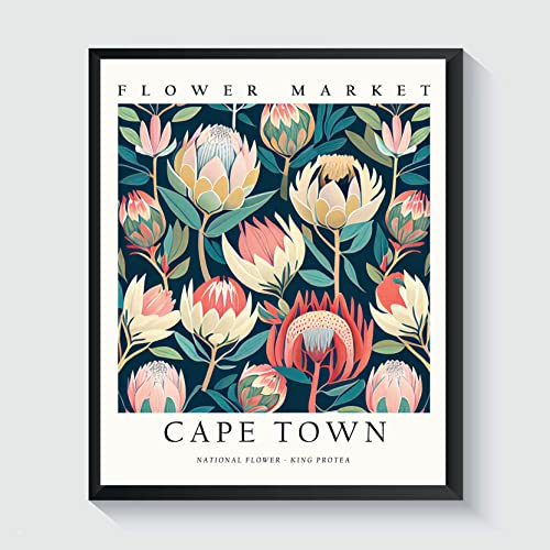 Poster con stampa artistica del Sudafrica, Città del Capo, mercato dei fiori di Città del Capo, decorazione artistica da parete per camera da letto, cucina, bagno, soggiorno (Sudafrica, Città del