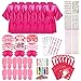 Newcotte 6 Sets Kids Spa Party Supplies Girl Sleep over Slumber Party Spa Party Birthday, Including Robes Headband Sleep Mask Slippers Body Jewels Tote Bags Nail Files and Nail Decal Sets