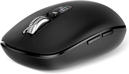 Miniatura 10 de INFINMIND Mouse inalámbrico Bluetooth con desplazamiento de 4 vías, recargable, 4 niveles 3200 DPI, clic silencioso, 3 dispositivos para Windows,
