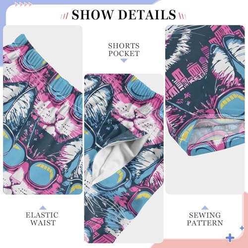 Happy Kitten Cats Watercolor Pajamas Bottoms with Pockets Comfy Pjs Sleepwear Elastic Waistband Pajamas Pants Lounge Pants for 6-14 Years4