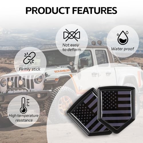 Image of 2PCS American Flag Emblem Sticker, Embossed 3D Metal USA Flag Car Bumper Emblem Decal Sticker, Universal SUV Truck Motorcycle Body Emblem