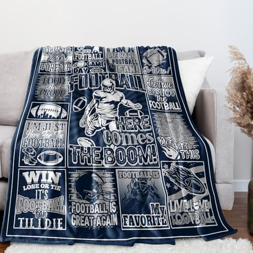 LCXAPPE Football Fans Blanket 60 x 50 City Sports Football Gifts for Team Fans Navy Football Stuff for Football Lovers Bedroom Decor Sofa Couch Bed
