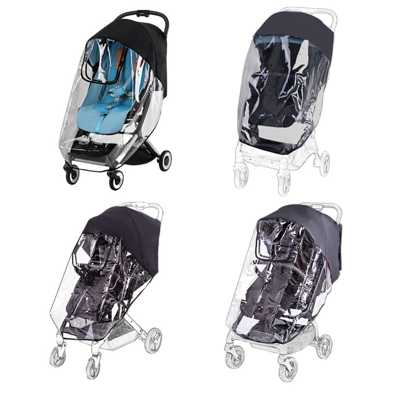 HD Transparent Film TPU Stroller Rain Cover, Interactive Window?Travel Weather Shield Breathable Baby Stroller Rain Cover?Cold-Proof Shield