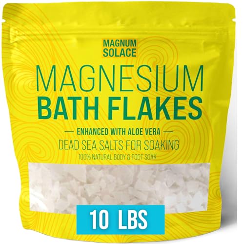Magnesium Bath Flakes - Dead Sea Salt – Dead Sea Salts for Soaking – Magnesium Flakes for Bath - Enhanced with Aloe Vera (10 Pound)