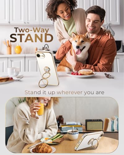 Coque iPhone 16E de luxe avec finitions or et béquille métallique robuste - 7