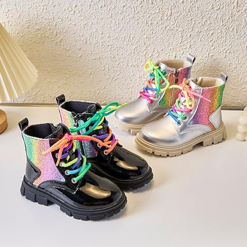 IWIHMIV Girls Riding Boots Girls Ankle Boots Girls Booties Girls Leather Lace-Up Winter Fashion Riding Boots Girls Dress Boots3