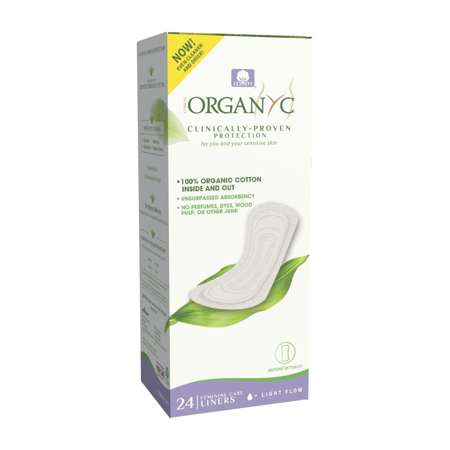 Organyc Men's Light Panty Liners Flat Flow 24'S