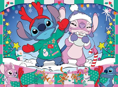 ravensburger - disney stitch christmas - 100 piece jigsaw puzzle - join mischievous stitch amp angel - large pieces for kids - premium quality - ages 6