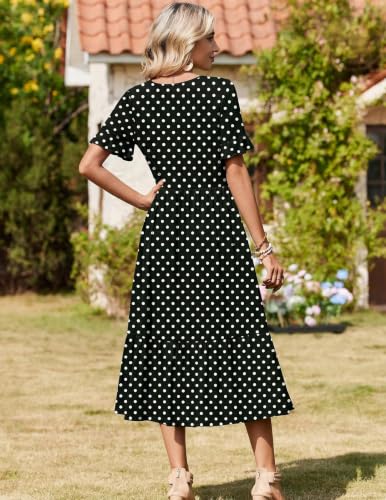 Image of Zeagoo Womens Summer Dresses 2026 Casual Midi Dress Flowy Sundress Ruffle Short Sleeve Tiered Dresses A Line Boho Dress