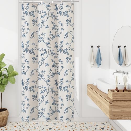 MitoVilla Small Stall Shower Curtain Set 36 x 72 Narrow Half Cotton Floral Cottagecore Spring Shower Curtains for Bathroom Modern Farmhouse Country Plant Leaves Bathroom Dcor