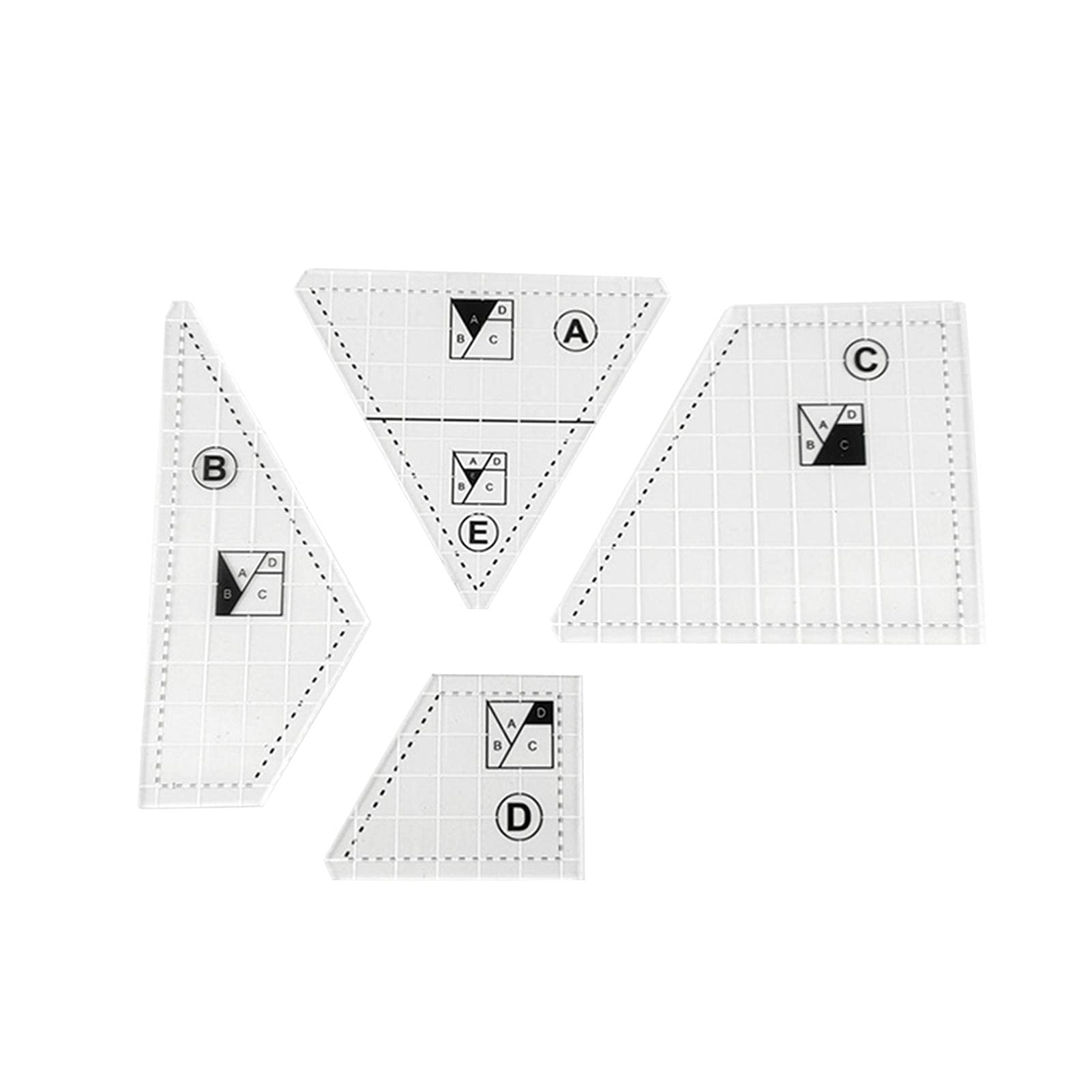 dauyavv - Set di 4 righelli trasparenti per trapuntatura e cucito, stencil fai da te in acrilico per cucito e patchwork