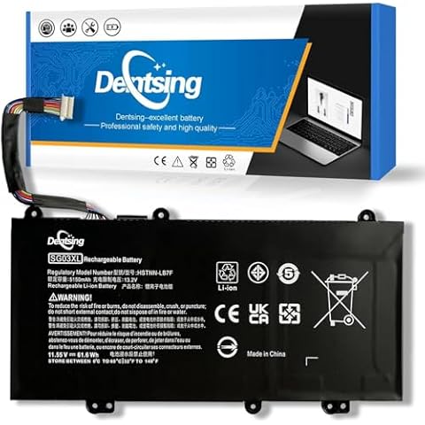 Dentsing 61.6Wh SG03XL 849048-421 849314-850 Laptop Battery for HP Envy M7 17T-U100 Series M7-U109DX M7-U009DX 17-U011NR W2K87UA 17-U110NR W289UA 17-U275CL 17-U177CL 849315-856 W2K88UA W2K86UA 6 Cells Cover