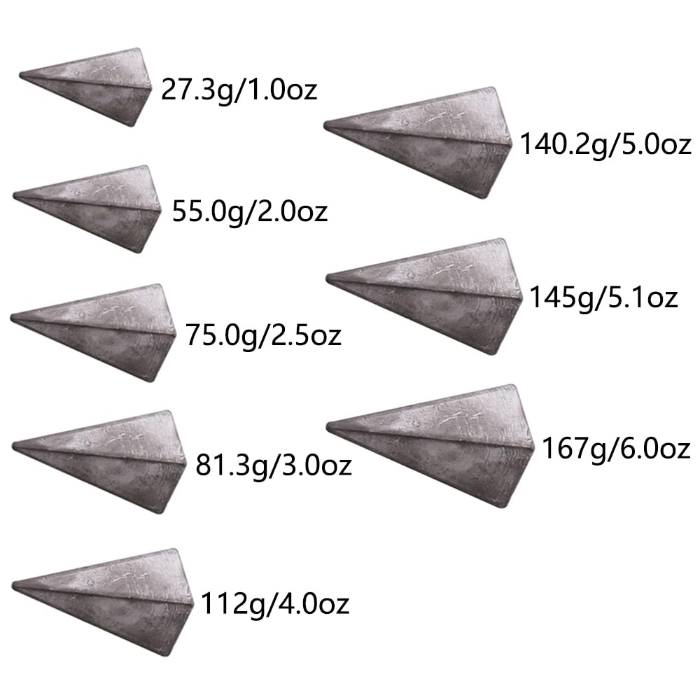 5 Pcs Fishing Weights - Pyramid Fishing Sinkers, Carp Pier Mackerel Bait Tackle Sea Saltwater Fishing Accessories -6oz (167g) - Image 2