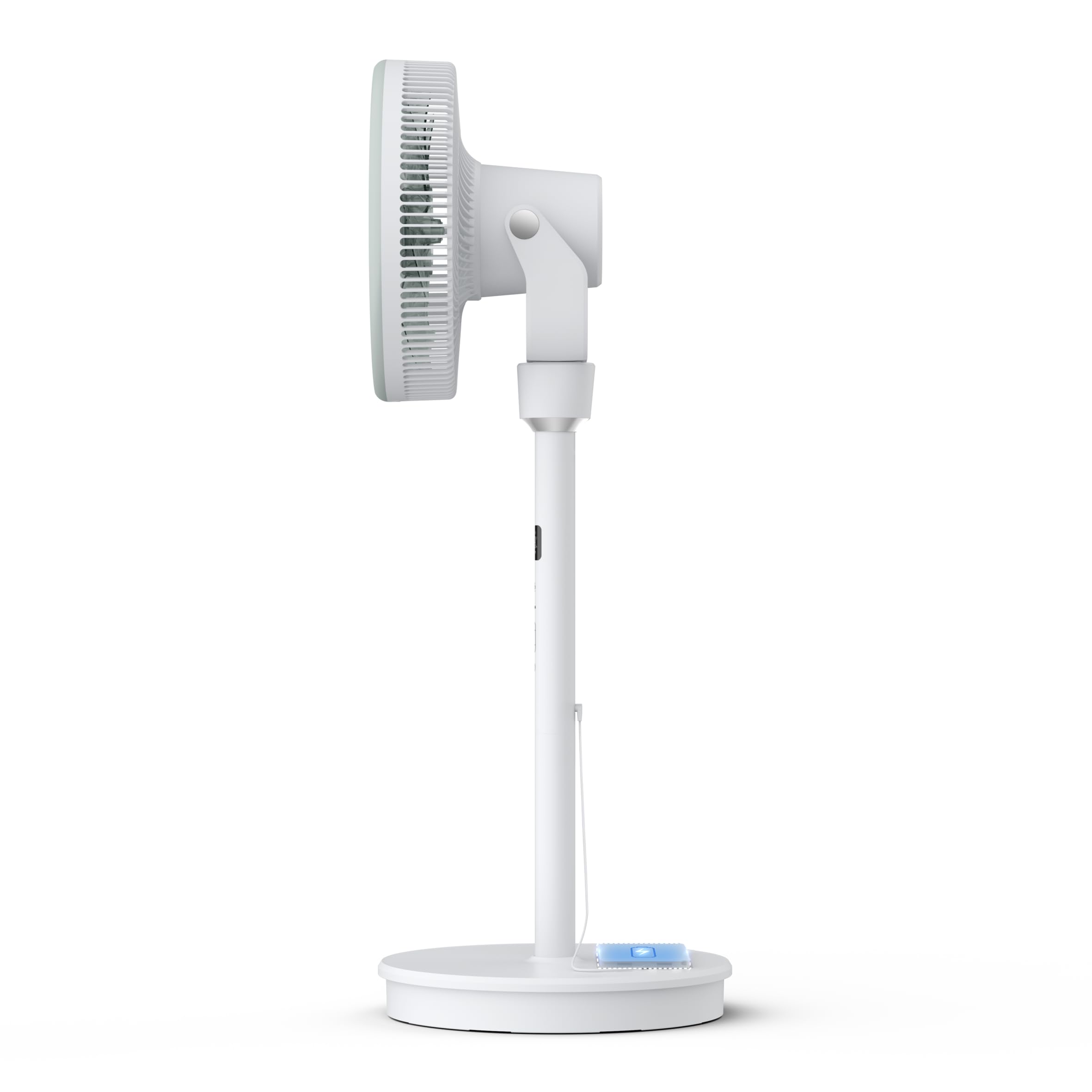 Rowenta QV5050F0 Turbo Silence Compact 3D Nomad, intensywne i ciche chłodzenie, możliwość dostosowania do baterii zewnętrznych, kompaktowy | Nadaje się do zewnętrznej baterii, intuicyjna obsługa, równomierny rozkład powietrza, kolor: biały/eukaliptusowy
