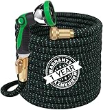 Expandable Garden Hose 50 FT Expanding Water Hose with 10 Function Spray Nozzle, 3/4“ Solid Brass...
