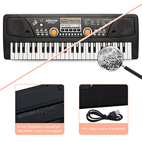 Raimy Piano Keyboard for Kids 49 Keys Portable Keyboard Piano Early Learning Educational Electronic Musical Instrument Toys Gifts for 3 4 5 6 7 8 9 Year Old Boys and Girls (Black) - Thumbnail 3