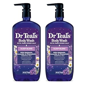 Dr Teal’s Sleep Blend Body Wash with Pure Epsom Salt, Melatonin & Essential Oil Blend, 24 fl oz (Pack of 2)