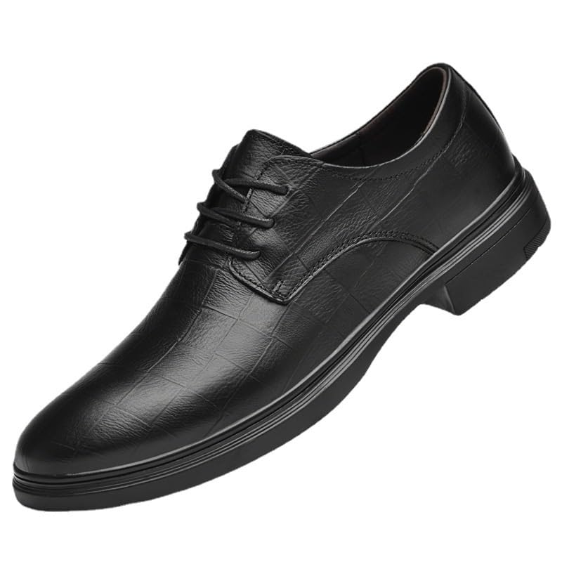 Men's Casual Business Oxford Dress Shoes Men Fashion Slip-On Pointed Toe Mid Chunky Heels Loafers Shoes Non Slip Casual Business Work Oxfords for Men