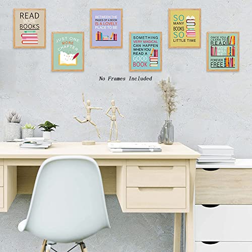 Image of CHDITB Colorful Wall Art Print Inspirational Read Books Quote Artwork,Watercolor Books Art Painting, Set of 6 Art Posters(8 inch x10) Motivational Saying Canvas Poster For Classroom Library Study Decor