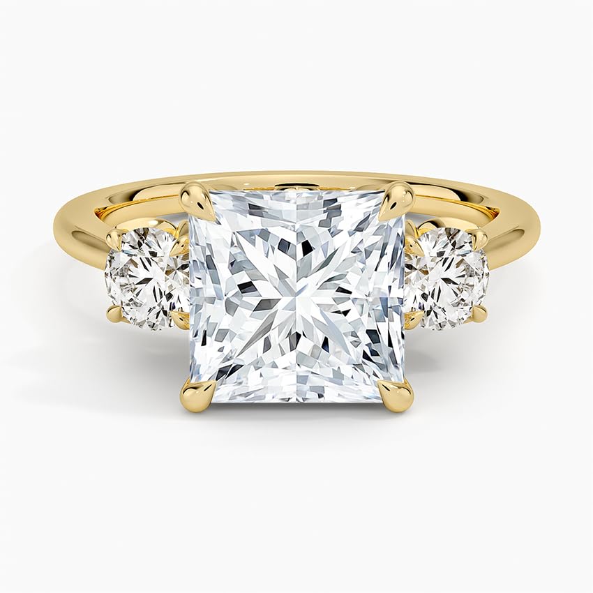 3 Ct IGI Certified Princess Cut Lab Grown Diamond Ring 10K 14K 18K Solid Gold Petal 3 Stone Lab Grown Diamond Engagement Ring Christmas Gift For Women (1-5 Carat, Color:E-F, Clarity:VVS2)4