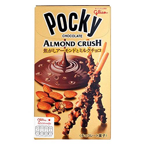 Glico Pocky, Biscuit Stick Coated Chocolate Almond Crush 41g X 4 Packs