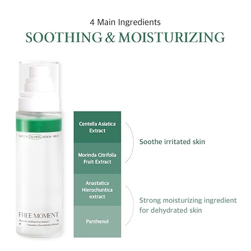 Miniatura 5 de Green Calming Serum Mist - Bruma facial hidratante con noni y centella asiática, doble hidratación con capa de aceite y suero, iluminando el tono