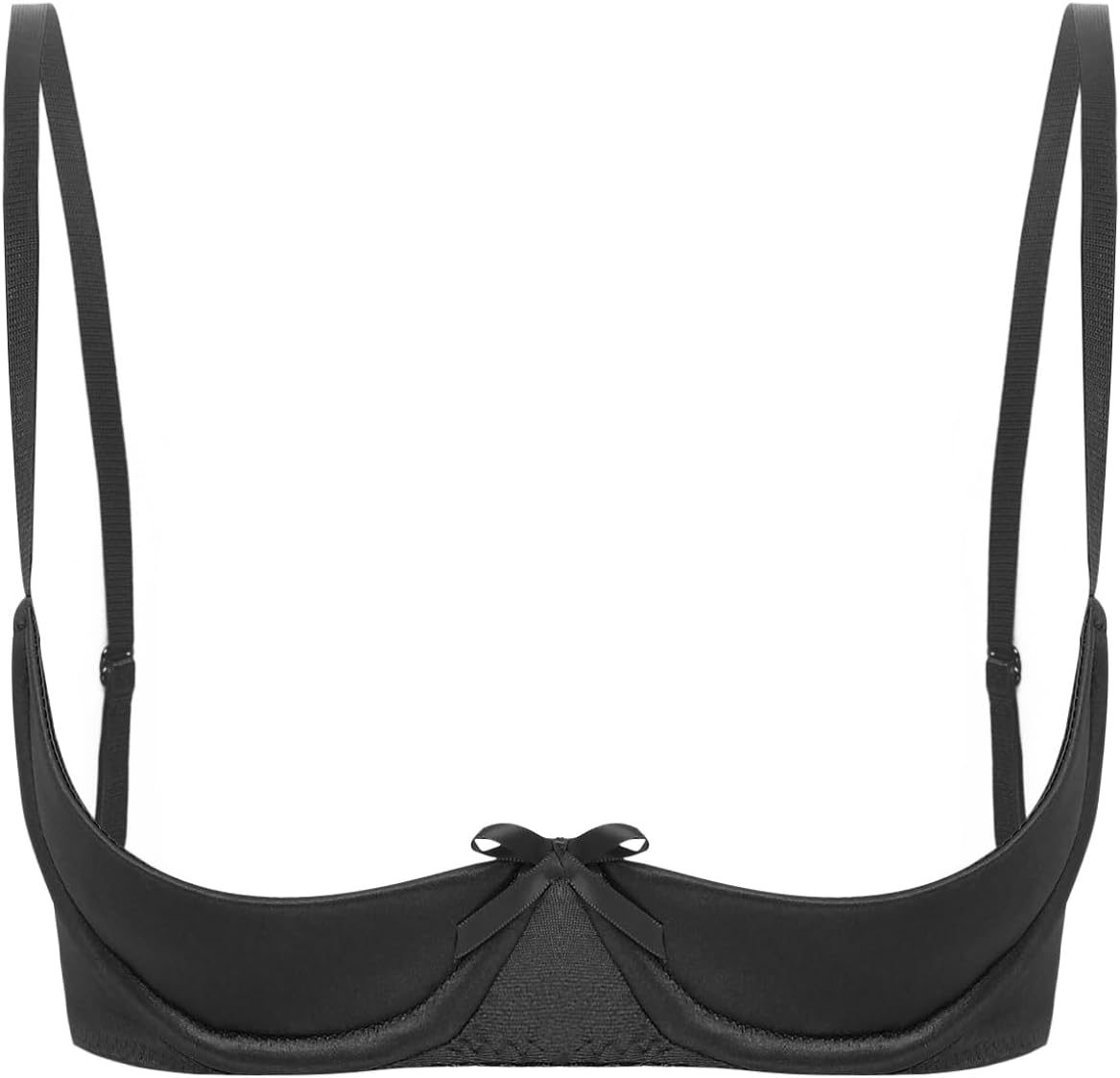 Mufeng Women's Satin Underwired Shelf Bra Lingerie Demi Cup Push Up Balconette Bra Underwear