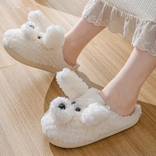 Women Cute Plush Dog Slippers 2025 Fall Winter Cozy Indoor Closed Toe House Warm Fleece Lined Anti-Slip Comfy Shoes4