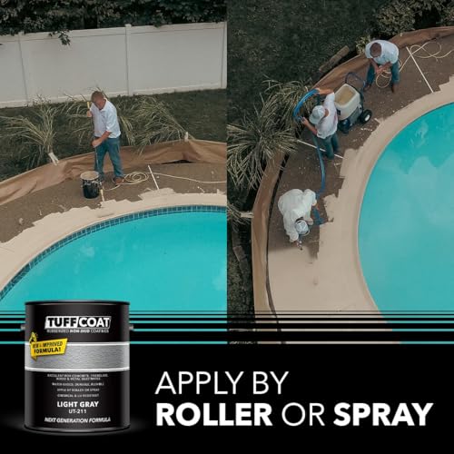 Image of Tuff Coat Medium Texture Rubberized Non-Skid Deck Coating - Textured Non-Slip Safety Surface for Pool Decks, Docks, Boat Ramps, Patios, Walkways & High-Traffic Areas (UT-211 Light Gray 1-gallon)