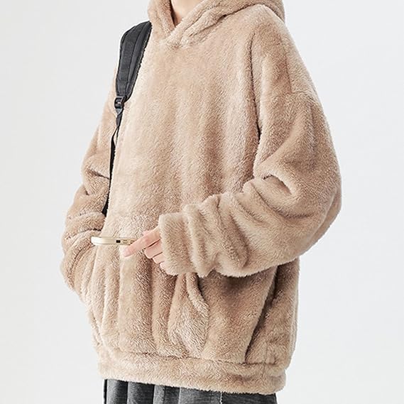 uhnmki Qozys Fluffy Hoodie, Qozys Mens Fuzzy Sherpa Hoodie, Loose Cozy Long Sleeve Winter Hooded Outwear2