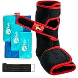 Toughito Ankle Ice Pack Wrap - 4 in 1 Hot & Cold Ankle Boot for Sprained Ankle, Achilles Tendon Injury, Plantar Fasciitis & Bursitis - 3 Ice Packs for Injuries Reusable Gel Ice Pack Sleeve & Strap