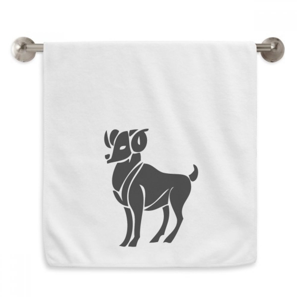 Serviette Bélier zodiaque en coton blanc doux 33x74 cm pour le visage