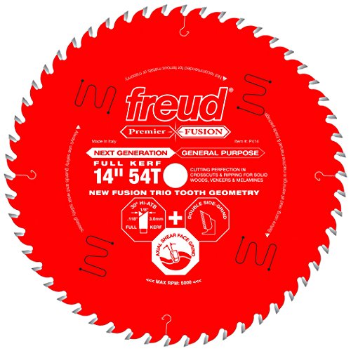 Best Deal Freud 14" x 54T Premier Fusion General Purpose Blade for Crosscuts (3/8" to 3-1/2") & Rips (3/4" to 1-1/2") wood, laminate, veneered plywood, hardwoods & melamine. (P414)